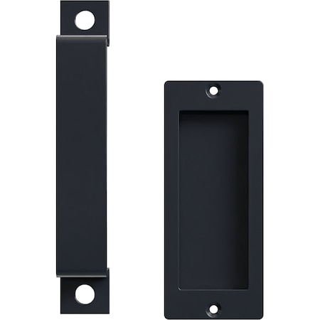 Ekena Millwork 7" Pull Handle & 6" Flush Pull for 1 3/8" Doors, Dark Gray GB6001PP3076DG